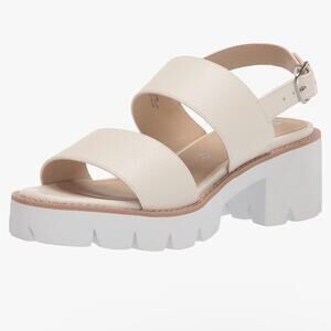 Born in California Platform White Beige Chunky Strapy Sandals Slip On Everyday